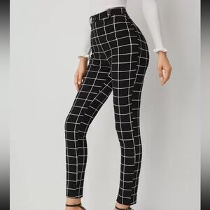 Women's Black Plaid High Waisted Pants